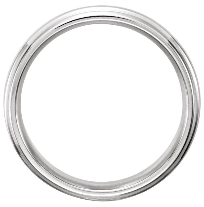 14K White Gold 6 mm Polished Comfort-Fit Grooved Band