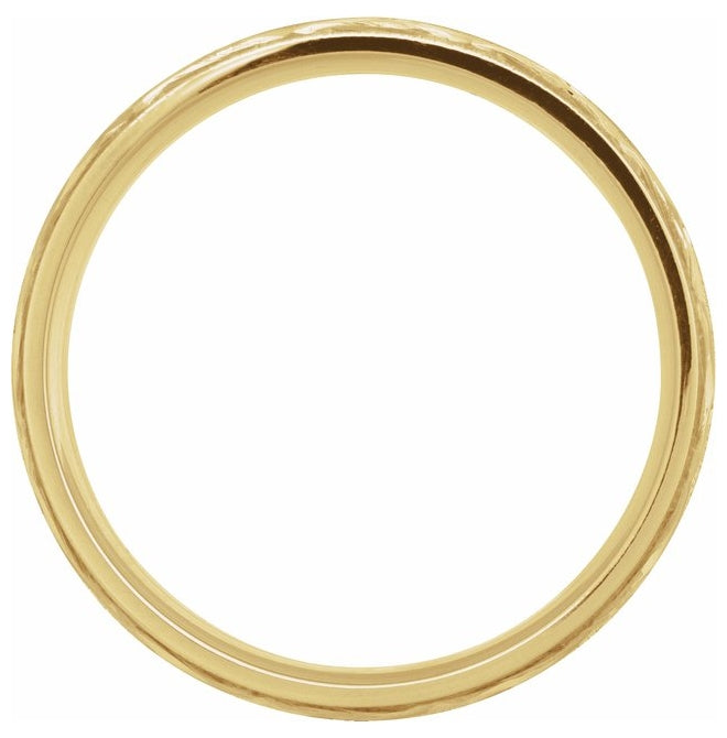 14K Yellow Or White Gold 5 mm Milgrain Edge Geometric Faceted Comfort-Fit Half Round Band