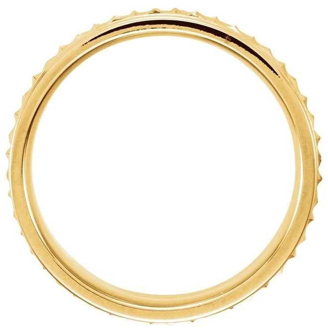 14K Yellow Gold 7 mm Milgrain Geometric Diagonal Grooved Band Size 10