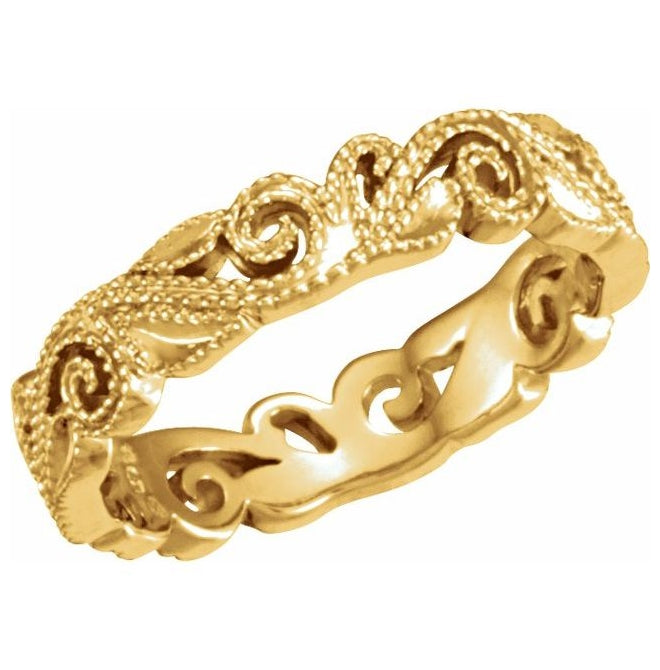14K Yellow Gold 4.5 mm Sculptural Band Size 6.5
