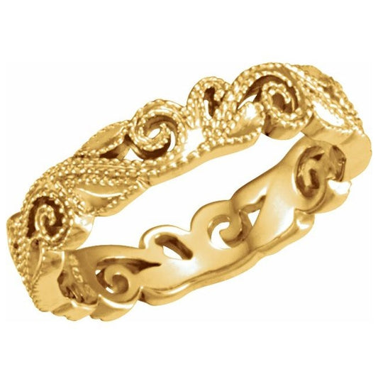 14K Yellow Gold 4.5 mm Sculptural Band Size 6.5