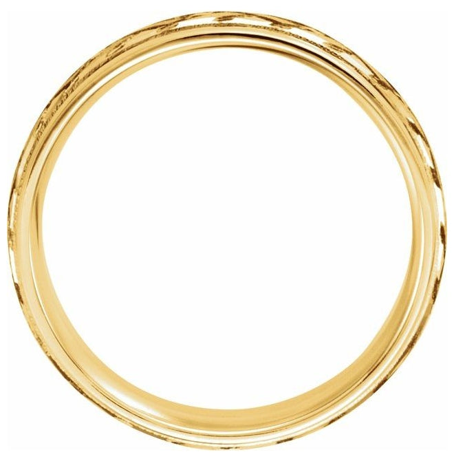 10K Yellow Or Two-Tone Gold 7 mm Polished Milgrain Woven-Design Comfort-Fit Half Round Band