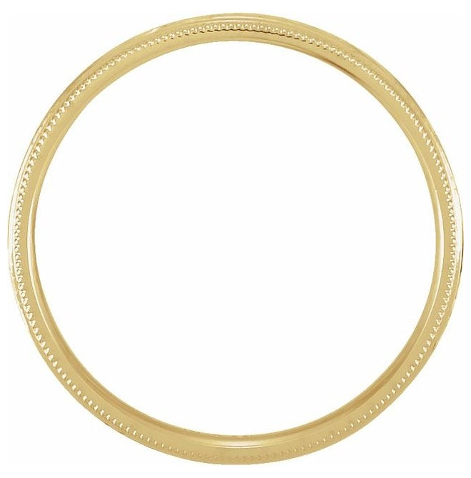 14K Yellow Gold Or Platinum 3 mm Milgrain Edge Sculptural Comfort-Fit Half Round Band