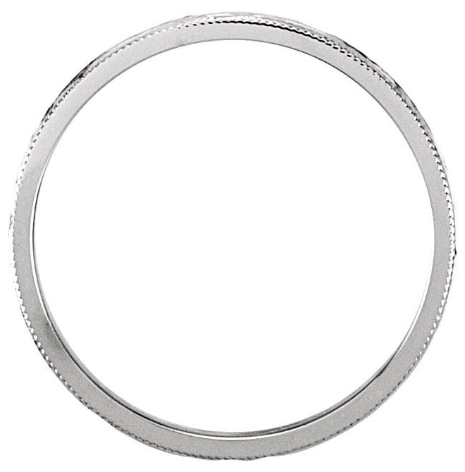 14K White Gold 3 mm Hand-Engraved Milgrain Band Size 6