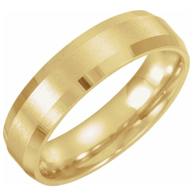 14K Yellow Gold 5 mm Beveled-Edge Band with Satin Finish Size 15.5