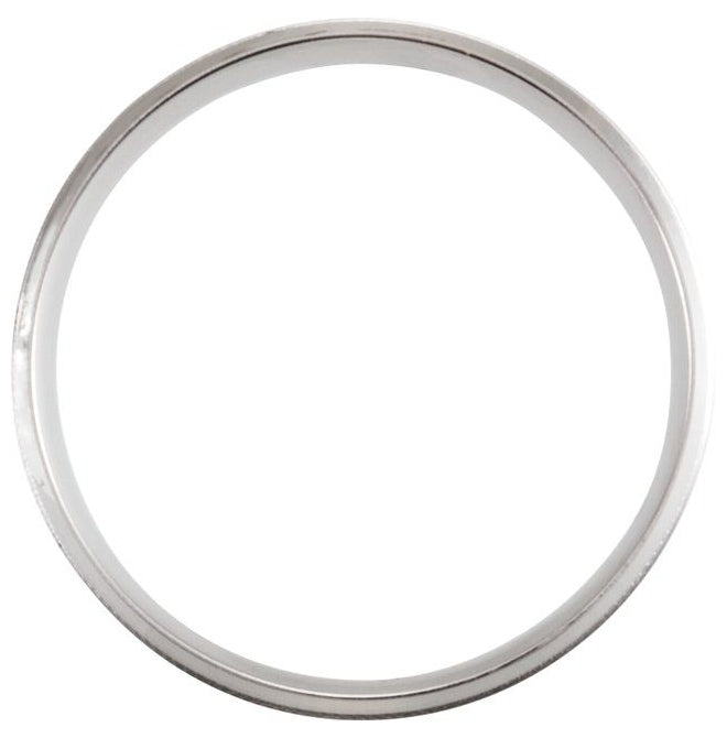 14K Yellow Or White Gold Polished Beveled Edge Comfort-Fit Milgrain Band With Satin Finish