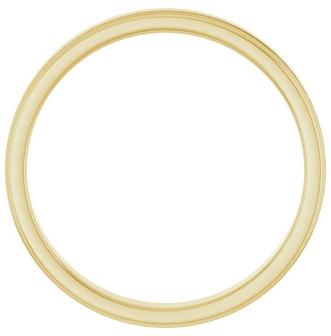 14K Yellow Or White Gold Polished Beveled Edge Comfort-Fit Milgrain Band With Satin Finish