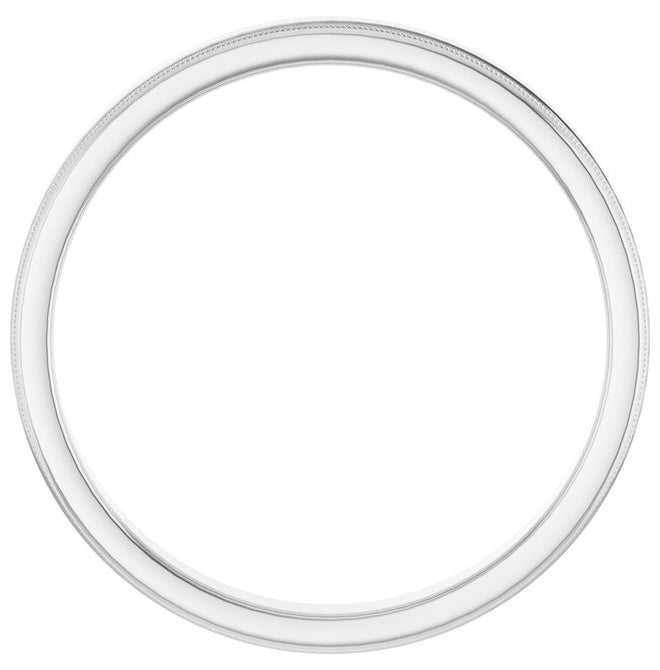 14K Yellow Or White Gold Polished Beveled Edge Comfort-Fit Milgrain Band With Satin Finish