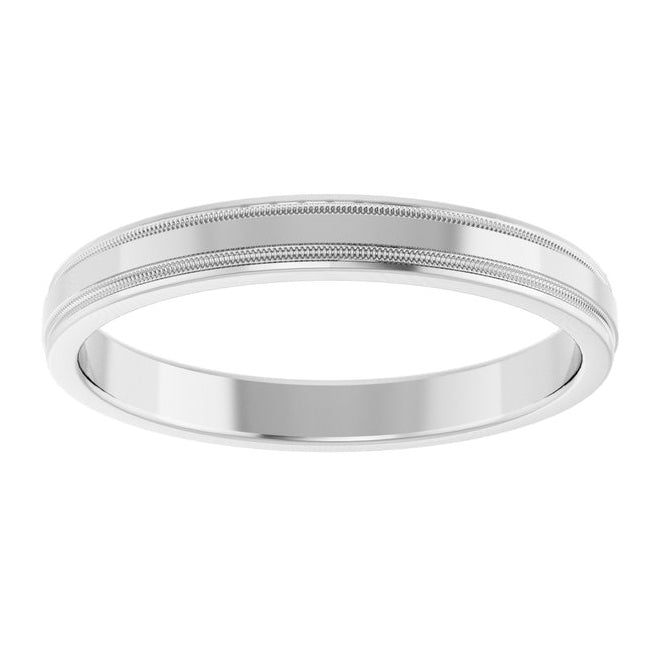 14K Yellow Or White Gold Polished Beveled Edge Comfort-Fit Milgrain Band With Satin Finish