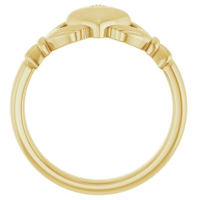 14K Yellow Gold 7.5 mm Claddagh Band Size 7
