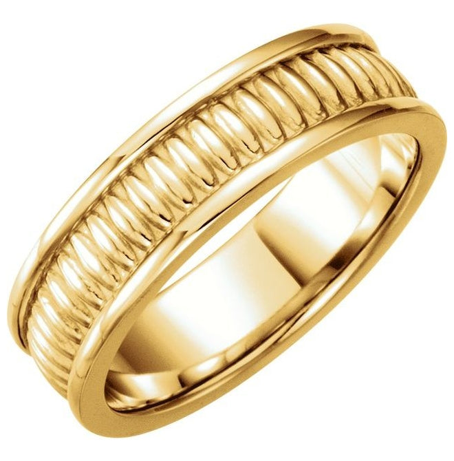 14K Yellow Gold 7 mm Design Design Duo Wedding Band Size 7