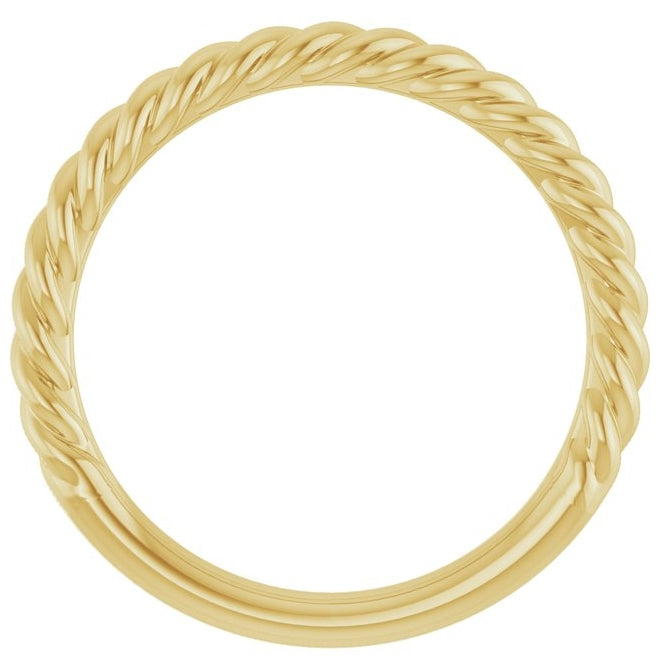 10K Or 14K Or 18K Yellow Or White Or Rose Gold Or Sterling Silver 2.3 mm Polished Rope Standard-Fit Band