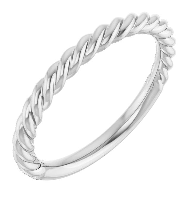 10K Or 14K Or 18K Yellow Or White Or Rose Gold Or Sterling Silver 2.3 mm Polished Rope Standard-Fit Band