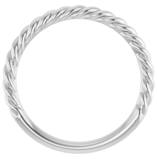 10K Or 14K Or 18K Yellow Or White Or Rose Gold Or Sterling Silver 2.3 mm Polished Rope Standard-Fit Band