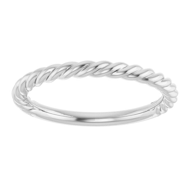 10K Or 14K Or 18K Yellow Or White Or Rose Gold Or Sterling Silver 2.3 mm Polished Rope Standard-Fit Band