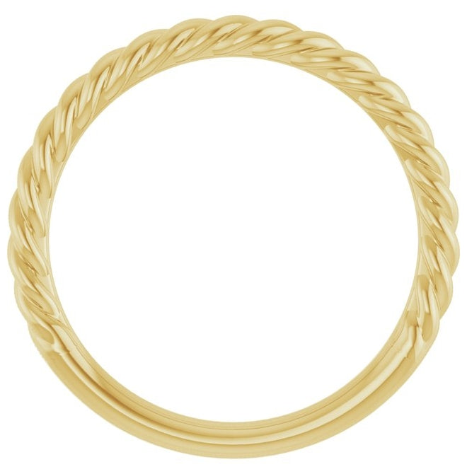 10K Or 14K Or 18K Yellow Or White Or Rose Gold Or Sterling Silver 2.3 mm Polished Rope Standard-Fit Band
