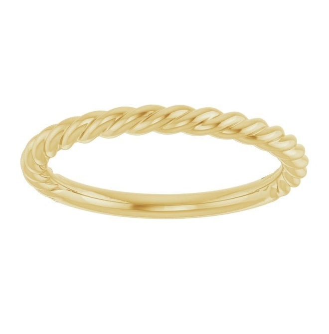 10K Or 14K Or 18K Yellow Or White Or Rose Gold Or Sterling Silver 2.3 mm Polished Rope Standard-Fit Band
