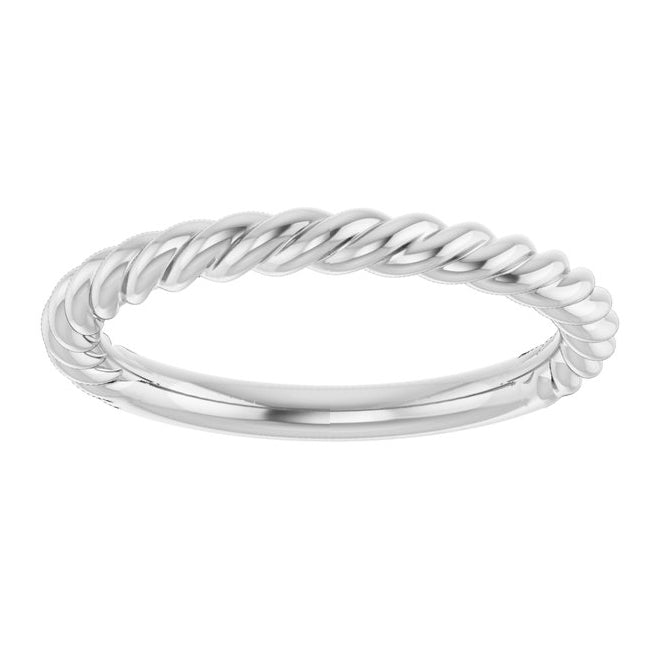 10K Or 14K Or 18K Yellow Or White Or Rose Gold Or Sterling Silver 2.3 mm Polished Rope Standard-Fit Band