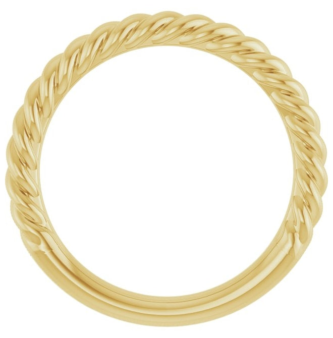 10K Or 14K Or 18K Yellow Or White Or Rose Gold Or Sterling Silver 2.3 mm Polished Rope Standard-Fit Band