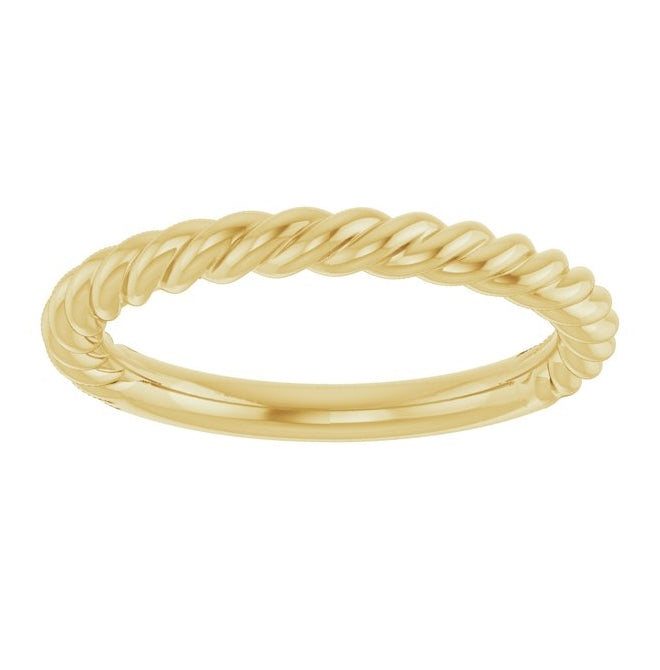 10K Or 14K Or 18K Yellow Or White Or Rose Gold Or Sterling Silver 2.3 mm Polished Rope Standard-Fit Band