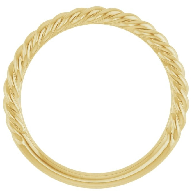 10K Or 14K Or 18K Yellow Or White Or Rose Gold Or Sterling Silver 2.3 mm Polished Rope Standard-Fit Band