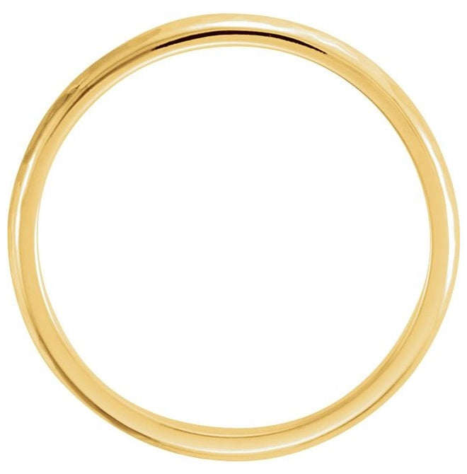 14K Yellow Gold 2 Mm Polished Half Round Band With Hammer Finish Size 7.5