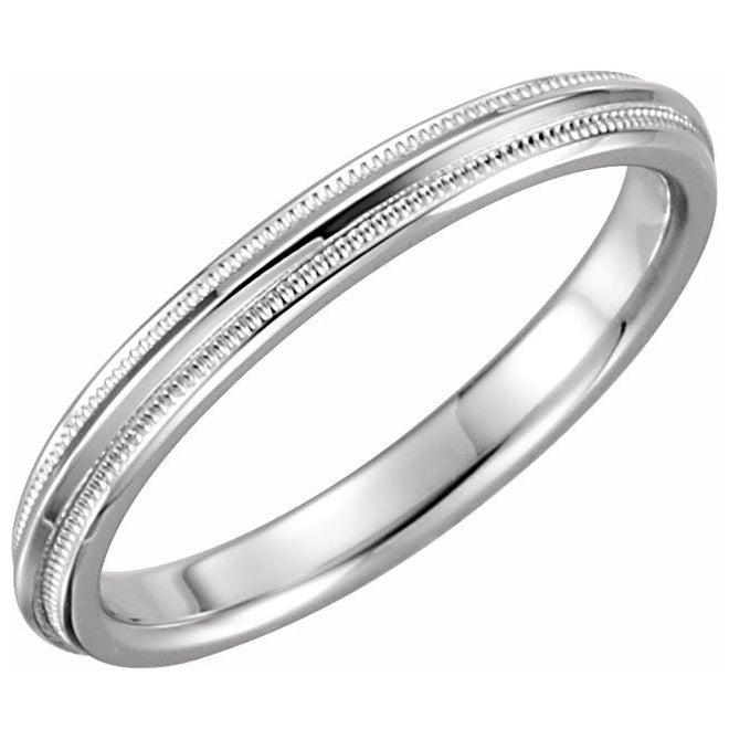 Platinum 2.5 mm Milgrain Edge Comfort-Fit Knife Band Size 6