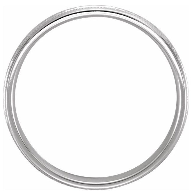 14K White Gold Hammer 5 Mm Polished Flat Edge Comfort-Fit Milgrain Band