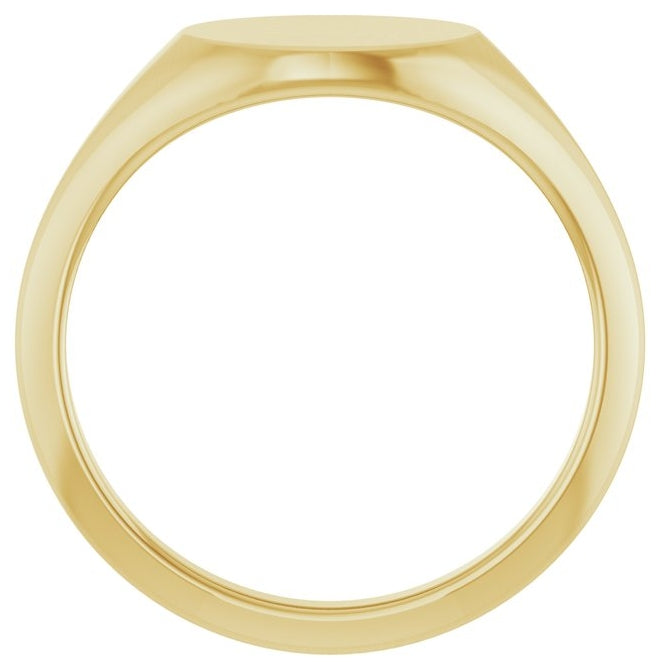 10K Yellow Gold Oval 10 X 8 Mm Brush Polished Signet Ring Size 7