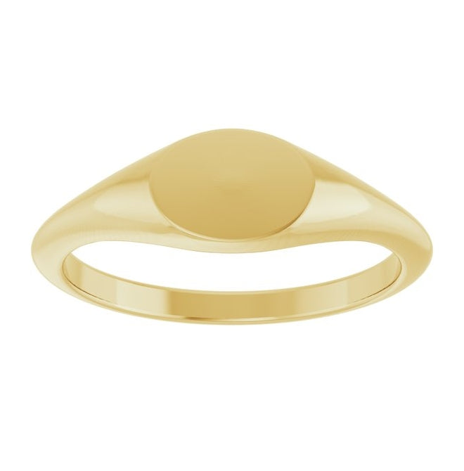 14K Yellow Or White Gold Or Sterling Silver Brush Polished Oval Signet Ring Size 7
