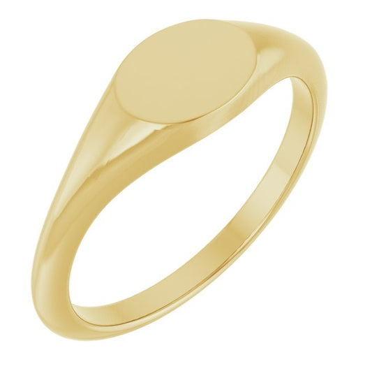 14K Yellow Or White Gold Or Sterling Silver Brush Polished Oval Signet Ring Size 7