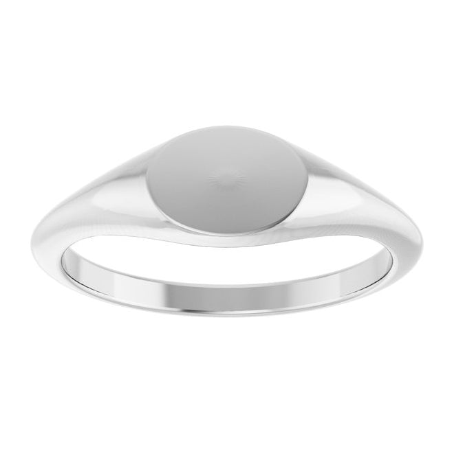 14K Yellow Or White Gold Or Sterling Silver Brush Polished Oval Signet Ring Size 7