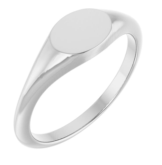 14K Yellow Or White Gold Or Sterling Silver Brush Polished Oval Signet Ring Size 7
