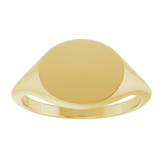 14K Yellow Or White Gold Or Sterling Silver Brush Polished Oval Signet Ring Size 7