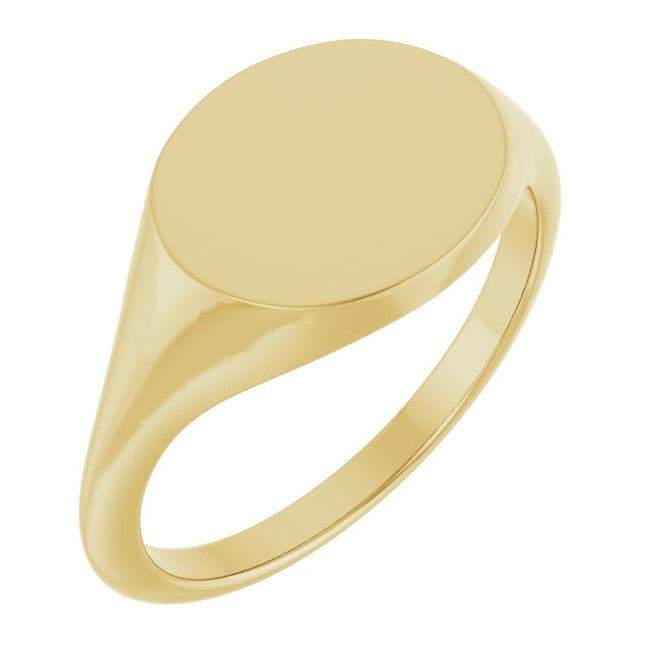 14K Yellow Or White Gold Or Sterling Silver Brush Polished Oval Signet Ring Size 7