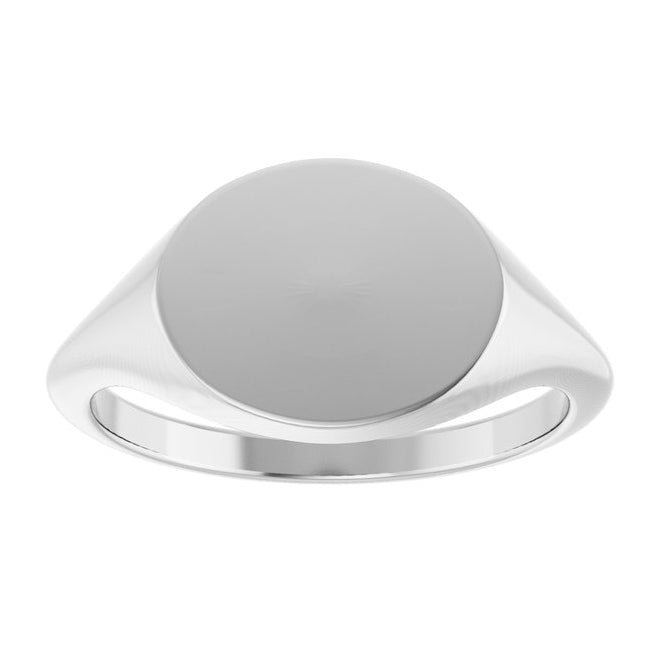 14K Yellow Or White Gold Or Sterling Silver Brush Polished Oval Signet Ring Size 7