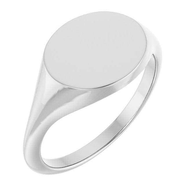14K Yellow Or White Gold Or Sterling Silver Brush Polished Oval Signet Ring Size 7