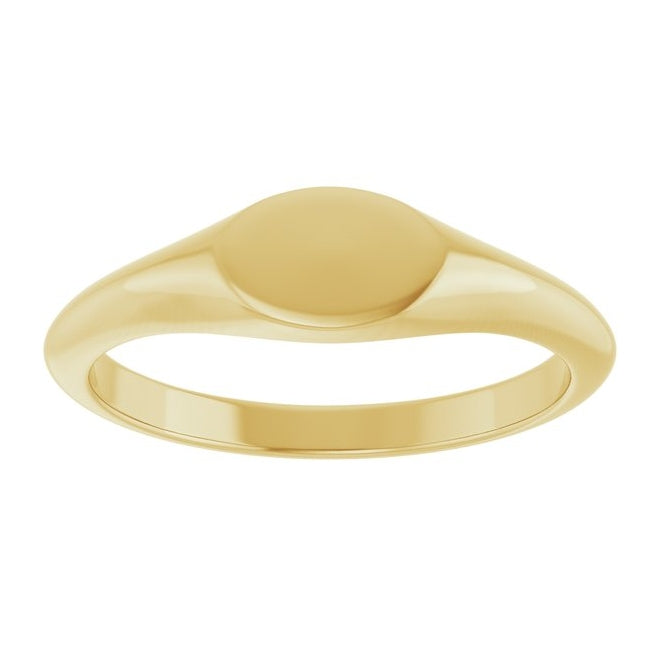14K Yellow Or White Gold Or Sterling Silver Brush Polished Oval Signet Ring Size 7