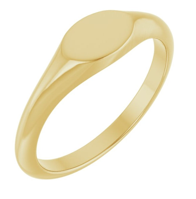 14K Yellow Or White Gold Or Sterling Silver Brush Polished Oval Signet Ring Size 7