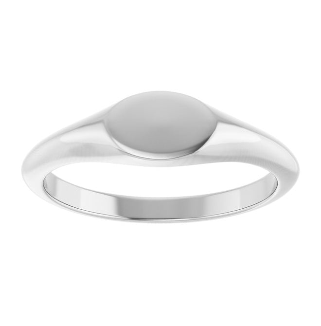 14K Yellow Or White Gold Or Sterling Silver Brush Polished Oval Signet Ring Size 7