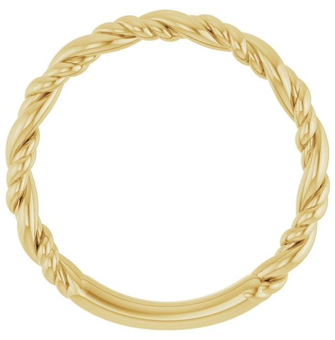 14K Yellow Or Rose Gold Or Sterling Silver 3 Mm Stackable Rope Size 7