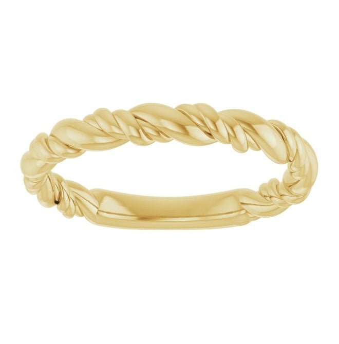 14K Yellow Or Rose Gold Or Sterling Silver 3 Mm Stackable Rope Size 7