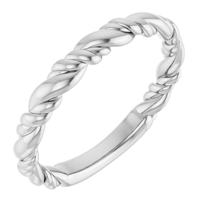 14K Yellow Or Rose Gold Or Sterling Silver 3 Mm Stackable Rope Size 7