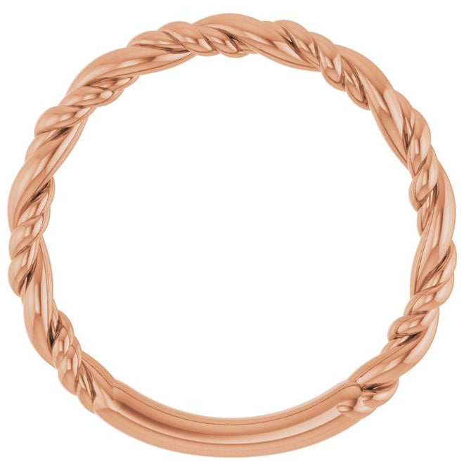 14K Yellow Or Rose Gold Or Sterling Silver 3 Mm Stackable Rope Size 7