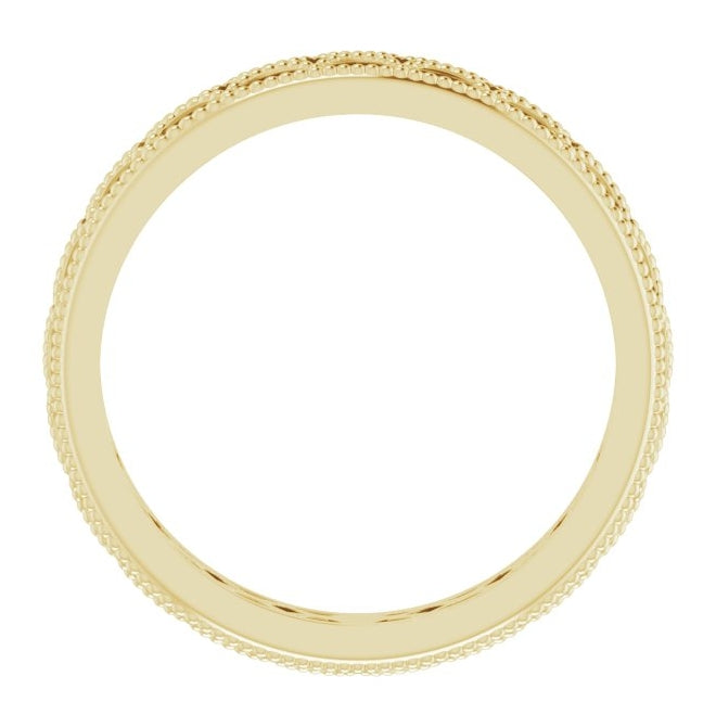 14K Yellow Gold 3 mm Crescent Milgrain Design Band Size 8.5