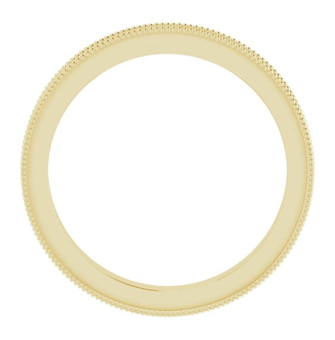 10K Yellow Gold 2.5 Mm Polished Milgrain Sculptural Standard-Fit Band With Bead Blast Finish Size 9