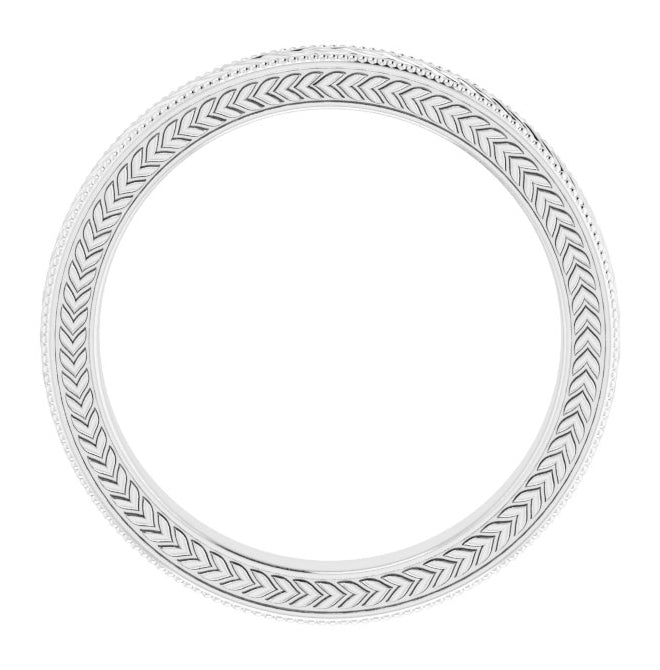 14K Yellow Or White Gold Milgrain Edge Wheat Pattern Flat Band
