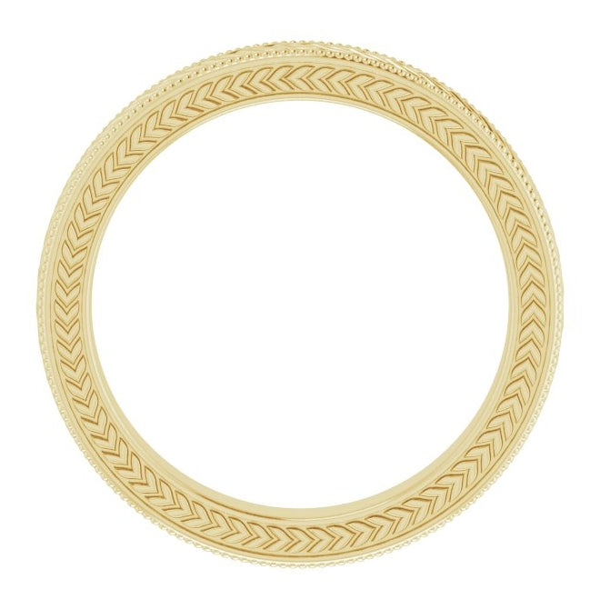 10K Yellow Or White Gold Milgrain Edge Wheat Pattern Flat Band