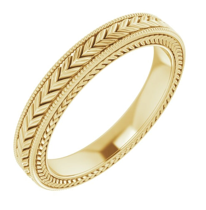 10K Yellow Or White Gold Milgrain Edge Wheat Pattern Flat Band