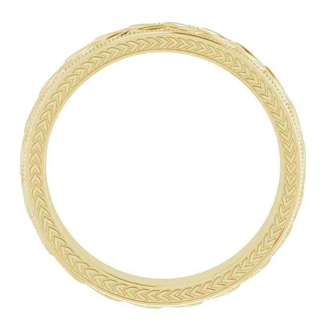 10K Yellow Or White Gold Milgrain Edge Wheat Pattern Flat Band